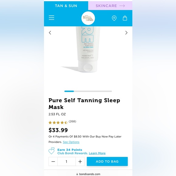 2x Bondi Sands Pure Self Tanning Sleep Mask 75ml for all Skin Tones Tan - Picture 2 of 3